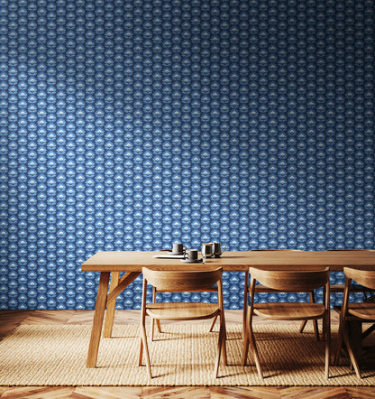 Retro Flower - Blooms Wallpaper - Indigo Mix