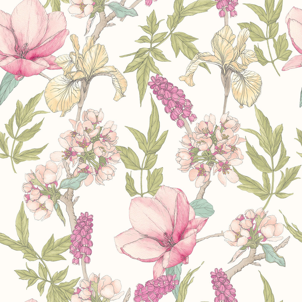 Sample - Orchid Bloom Wallpaper - Sweet Pea