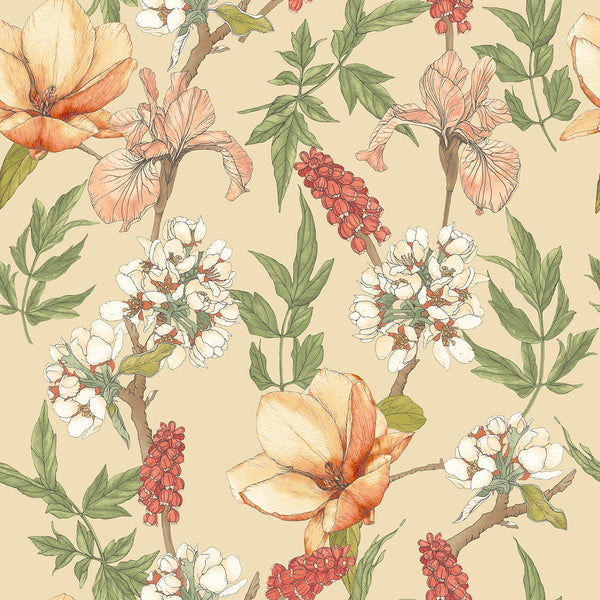 Sample - Orchid Bloom Wallpaper - Amber