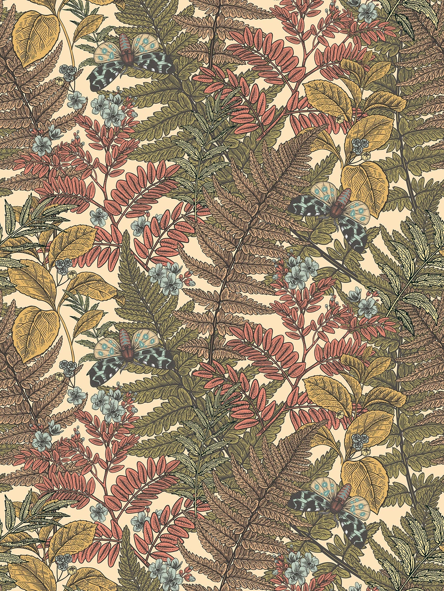 Wild Ferns Wallpaper - Warm Spice