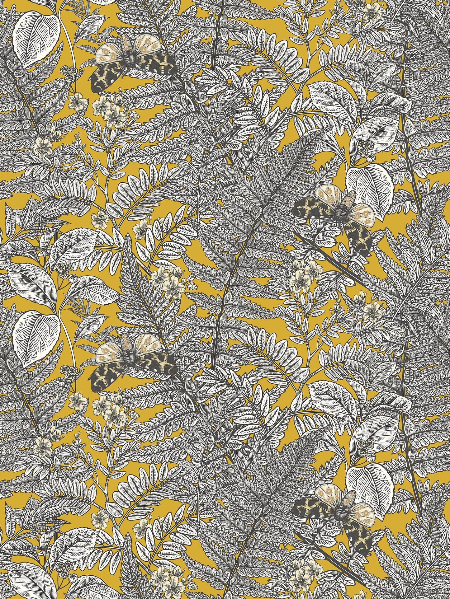 Wild Ferns Wallpaper - Mustard