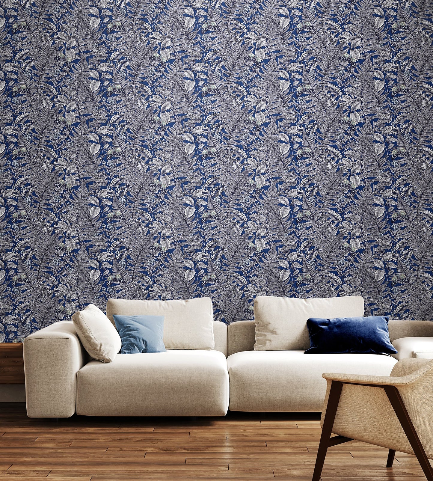 Wild Ferns Wallpaper - Indigo