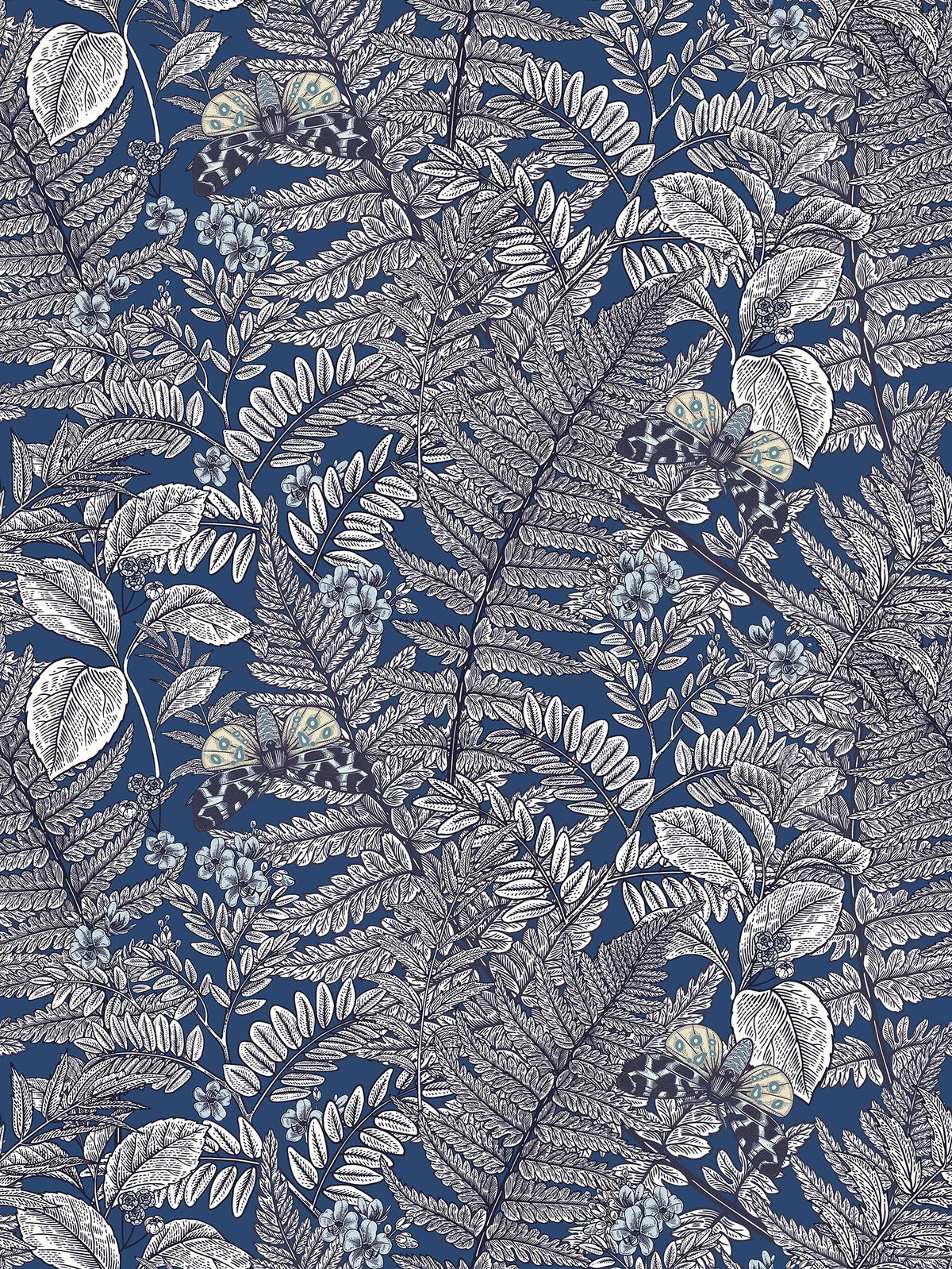 Sample - Wild Ferns Wallpaper - Indigo