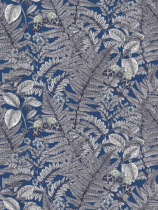 Wild Ferns Wallpaper - Indigo