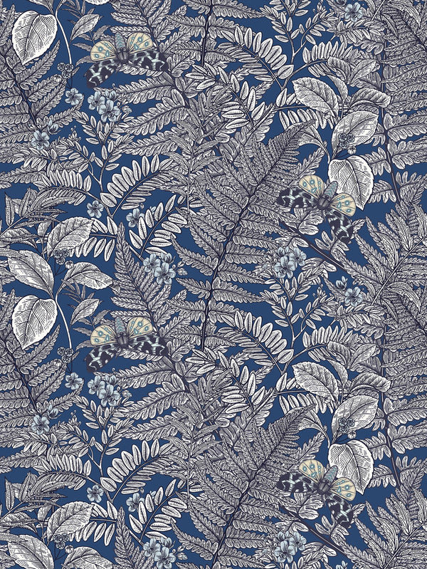 Sample - Wild Ferns Wallpaper - Indigo