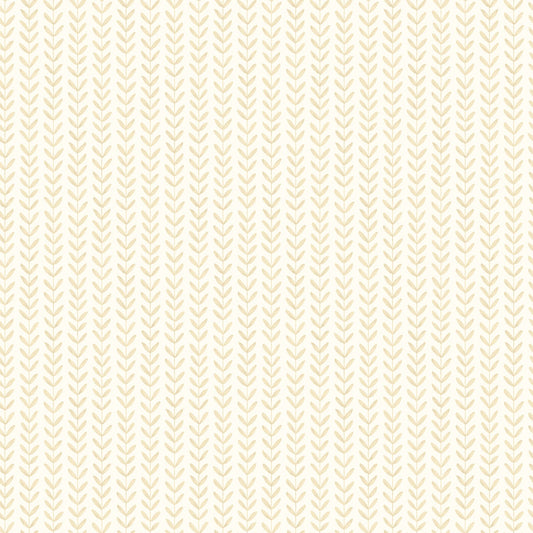Ditsy Leaf Stripe Wallpaper - Hay