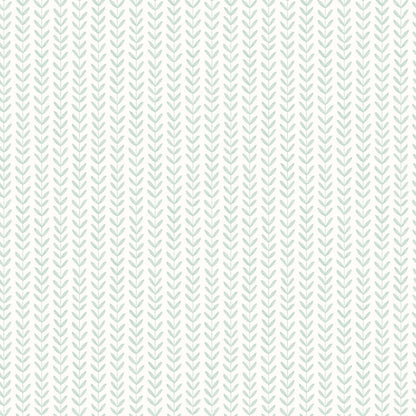 Ditsy Leaf Stripe Wallpaper - Duckegg