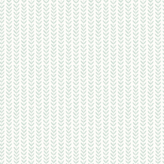 Ditsy Leaf Stripe Wallpaper - Duckegg