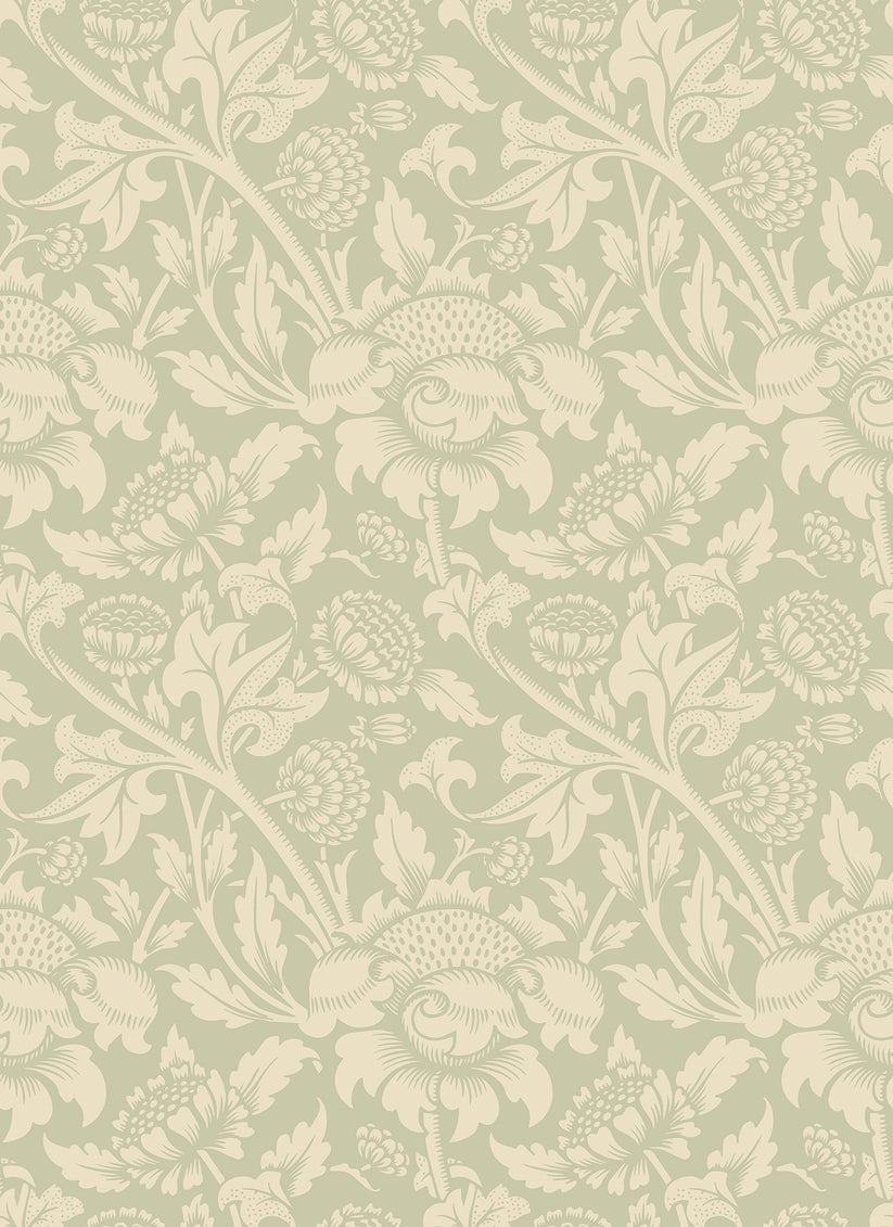 Sample - Damask Trail Wallpaper - Bamboo
