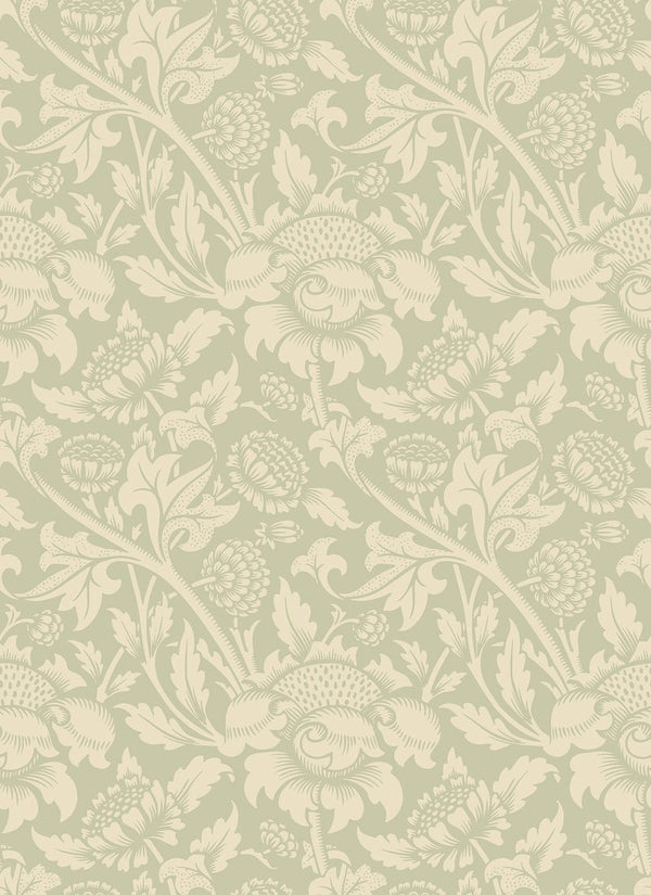 Sample - Damask Trail Wallpaper - Bamboo