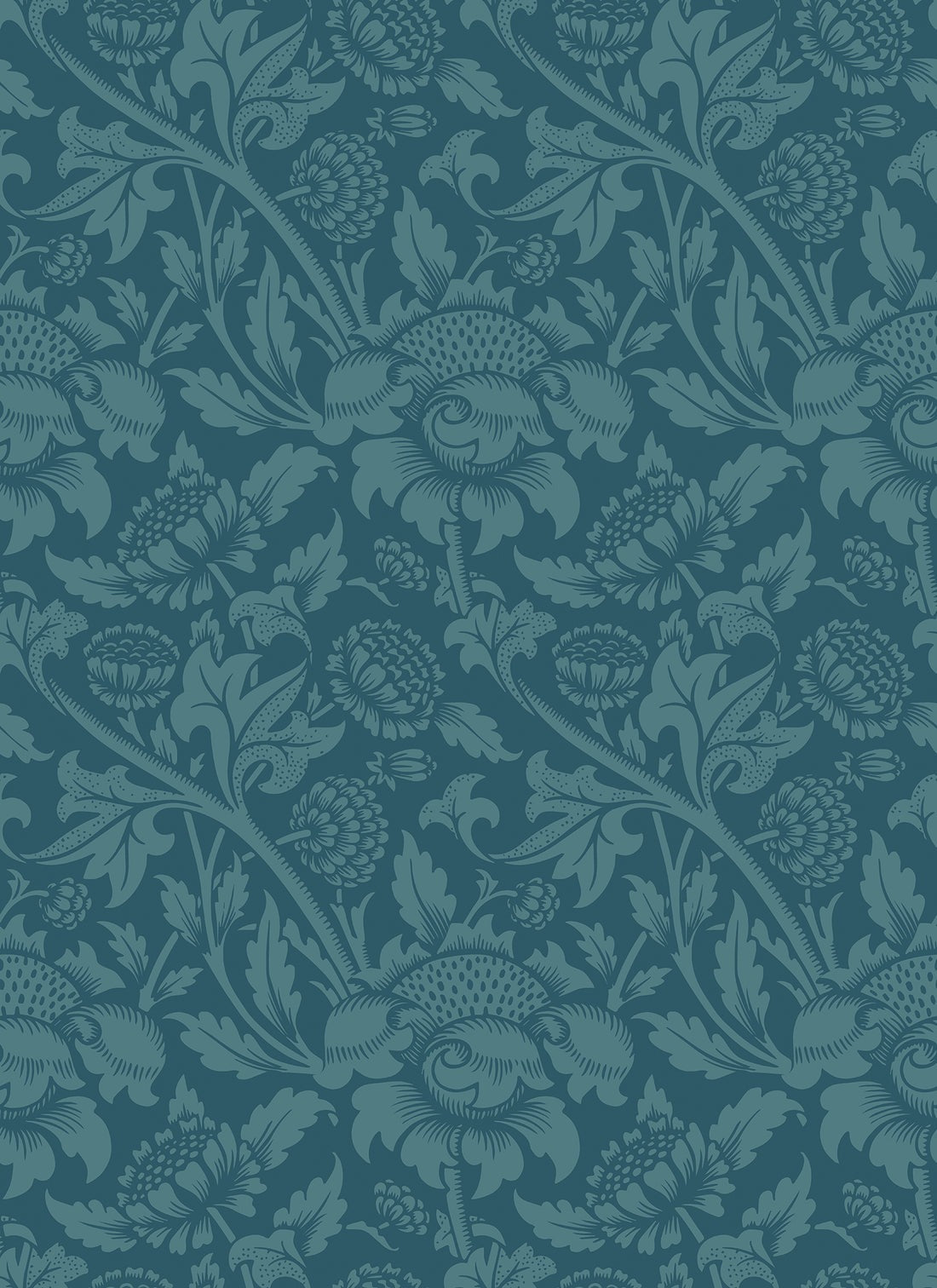 Sample - Damask Trail Wallpaper - Rich Teal