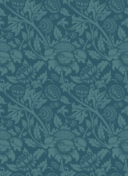 Damask Trail Wallpaper - Rich Teal