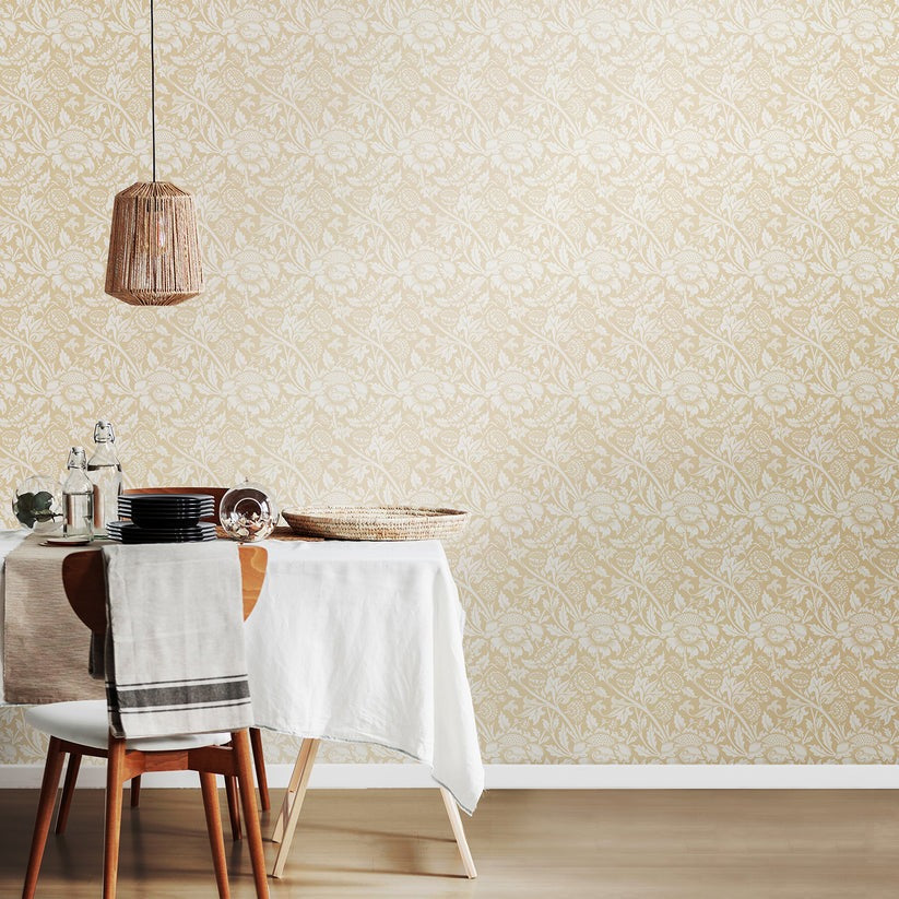 Damask Trail Wallpaper - Stone