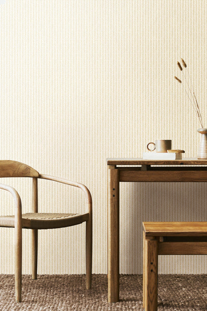 Ditsy Leaf Stripe Wallpaper - Linen