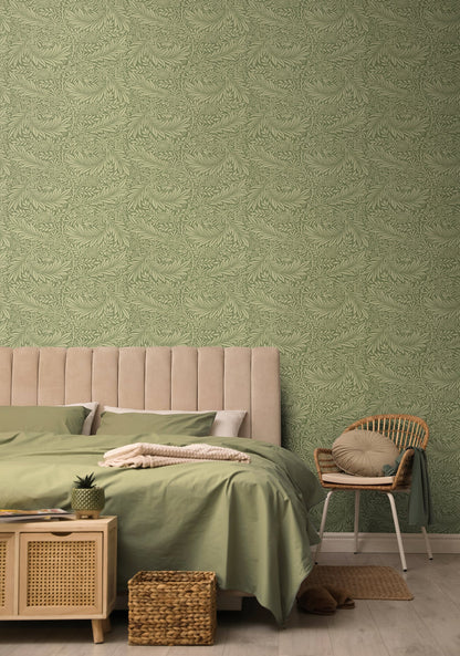 Leaf Vine Wallpaper - Olivine