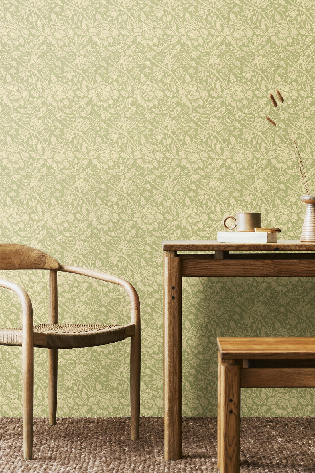 Damask Trail Wallpaper - Bamboo