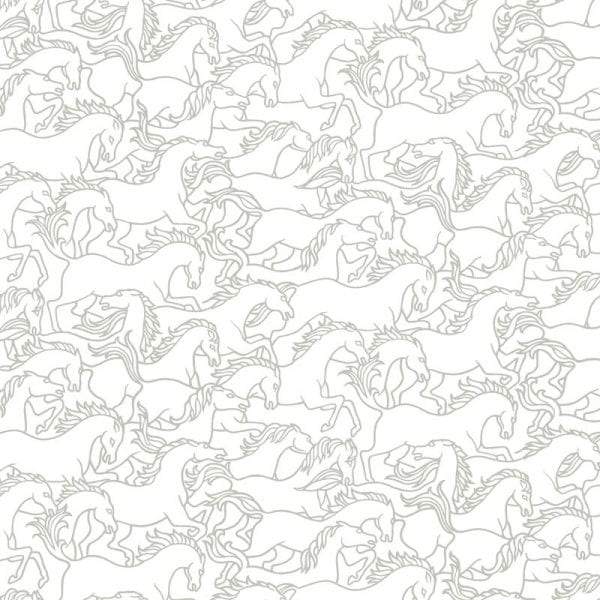 Sample – Horses Stampede Florence Broadhurst Wallpaper - Crystal