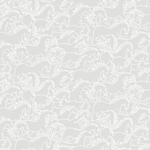 Sample – Horses Stampede Florence Broadhurst Wallpaper - Brume