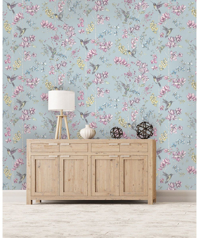 Hummingbird Charm Wallpaper - Blue
