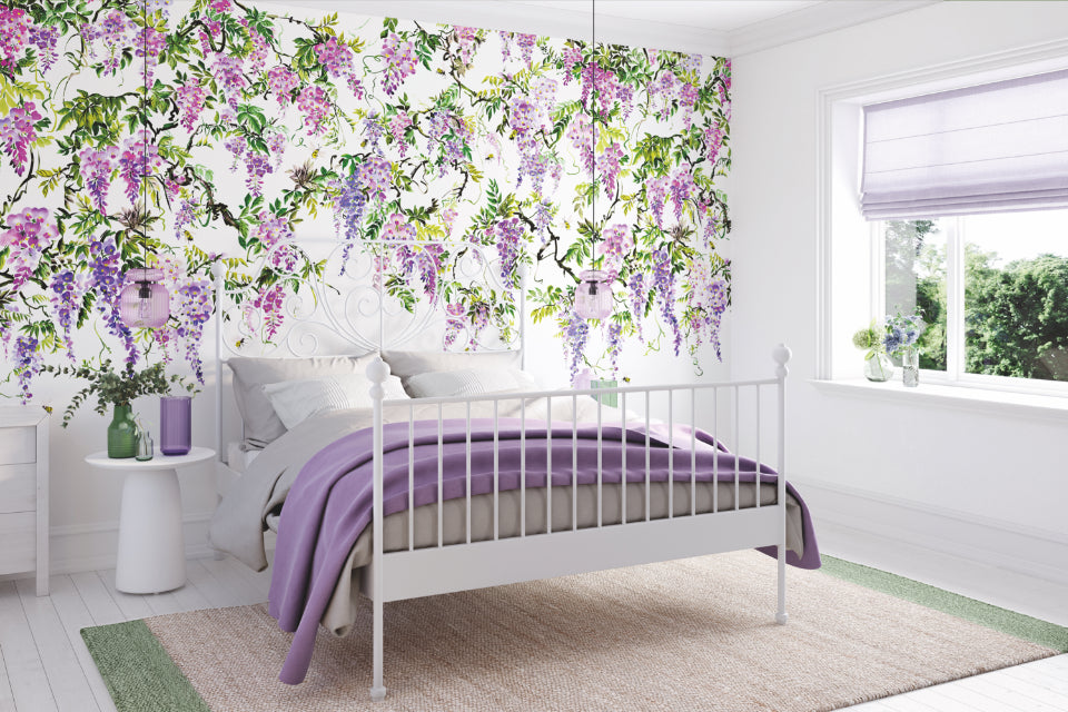 Trailing Wisteria - Hybrid Mural  - Amethyst