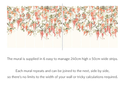 Trailing Wisteria - Hybrid Mural - Peach