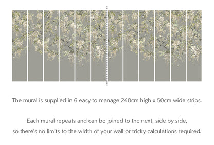 Trailing Wisteria - Hybrid Mural  - Linen & Stone