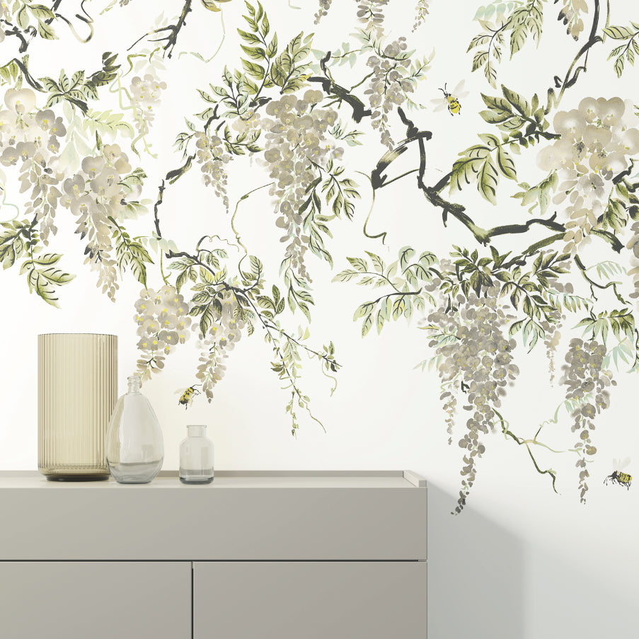 Trailing Wisteria - Hybrid Mural  - Linen