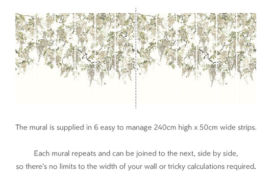 Trailing Wisteria - Hybrid Mural  - Linen