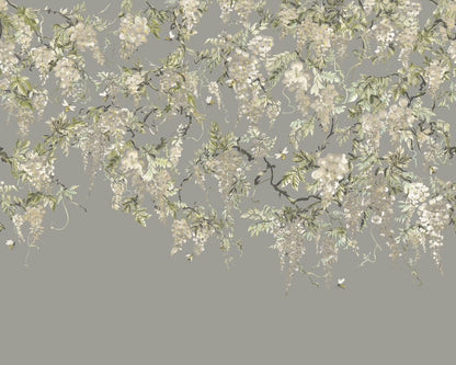 Trailing Wisteria - Hybrid Mural  - Linen & Stone