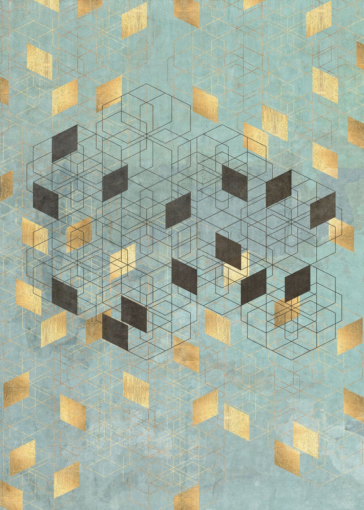 Sample – Gold Leaf Geo - Custom Sized Wallpaper Mural (per m2)