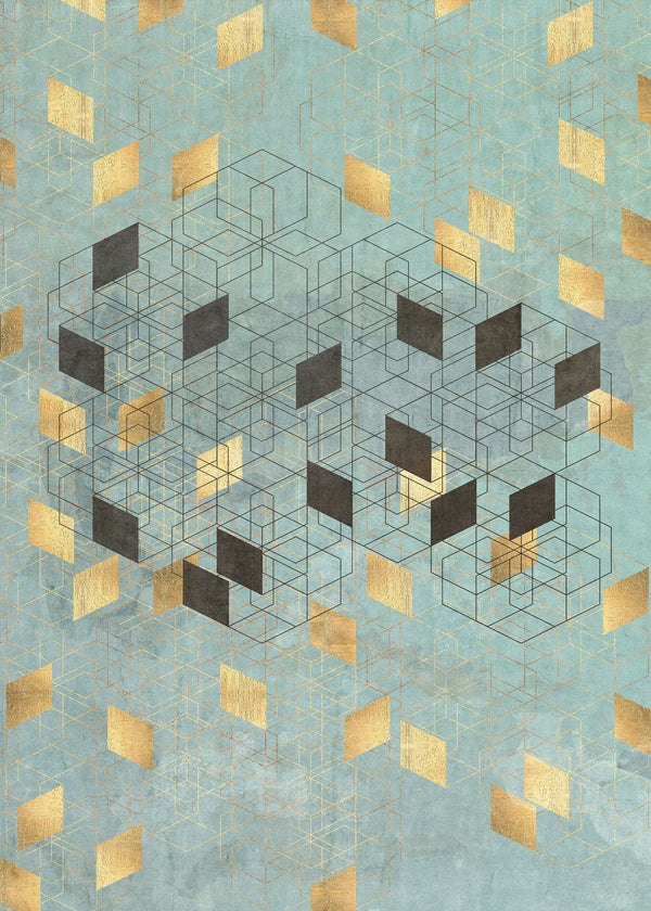 Sample – Gold Leaf Geo - Custom Sized Wallpaper Mural (per m2)