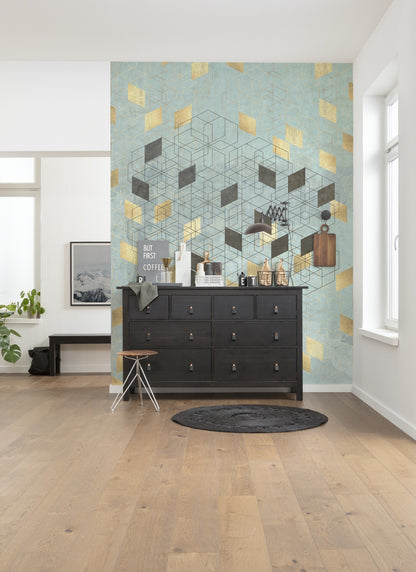 Gold Leaf Geo - Custom Sized Wallpaper Mural (per m2)