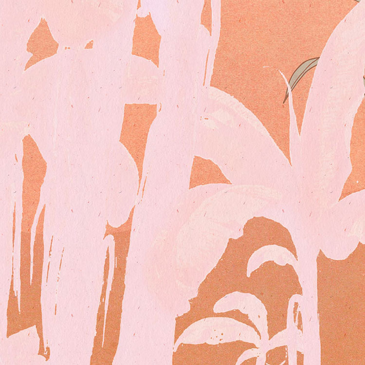 Platanos Pink - Pastel Banana Leaves -Mural Wallpaper (per m2)