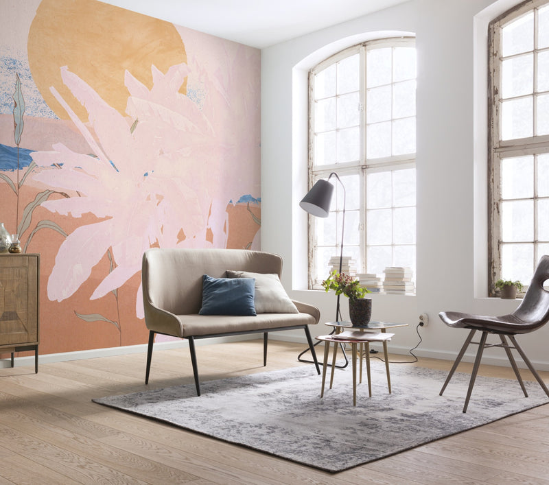 Platanos Pink - Pastel Banana Leaves -Mural Wallpaper (per m2)