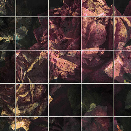 Tiles Flowers - Custom Sized Mural Wallpaper (per m2)