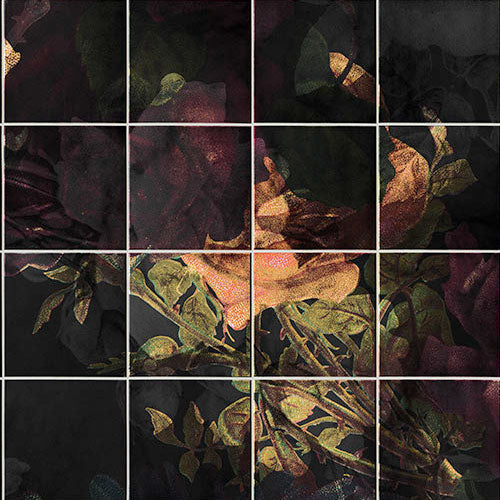 Tiles Flowers - Custom Sized Mural Wallpaper (per m2)