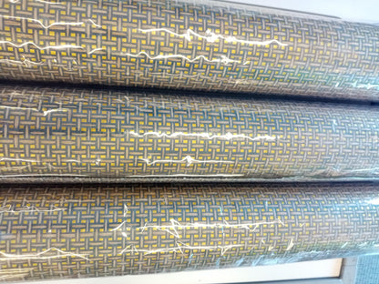 Basket Weave Grass cloth Wallpaper - Ink Grey on Gold