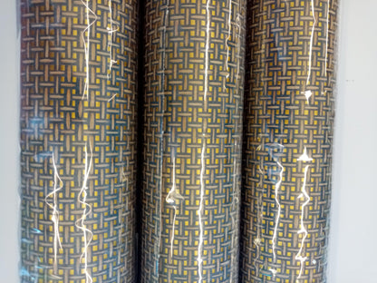 Basket Weave Grass cloth Wallpaper - Ink Grey on Gold