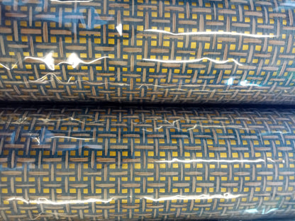 Basket Weave Grass cloth Wallpaper - Ink Grey on Gold