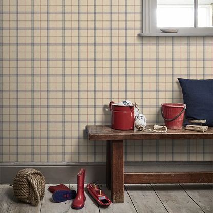 Islay Wallpaper by Mulberry Home - Blue/Red