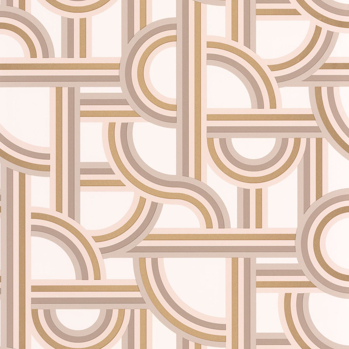 Impass Art Deco Wallpaper - Blush/Gold