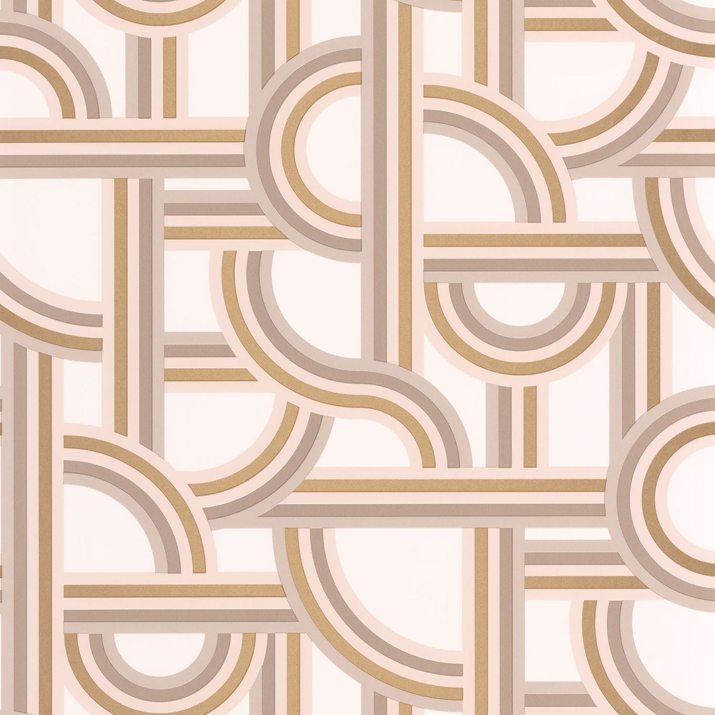 Impass Art Deco Wallpaper - Blush/Gold