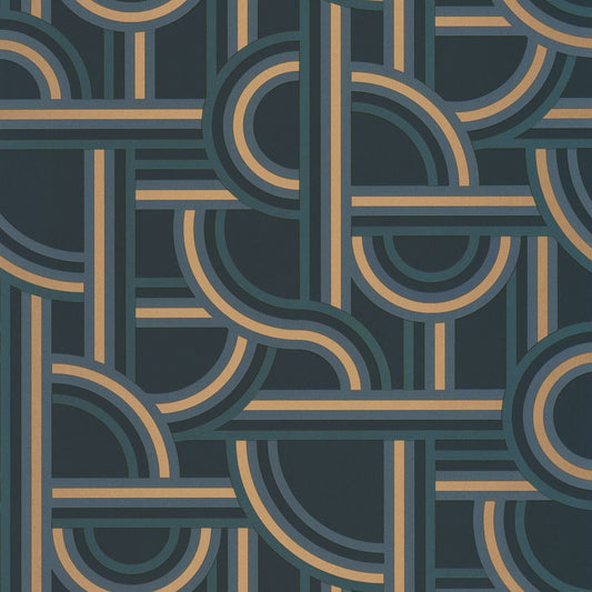 Impass Art Deco Wallpaper - Blue/Gold