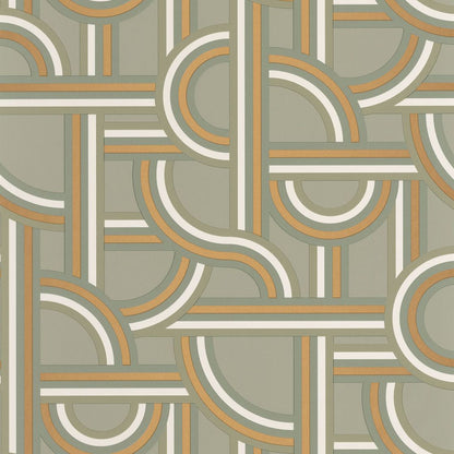 Impass Art Deco Wallpaper - Sage/Gold