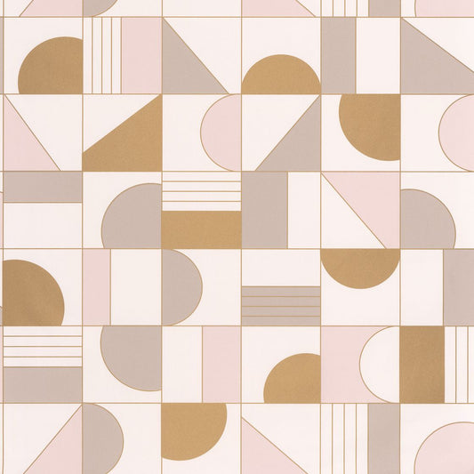 Puzzle Art Deco Wallpaper - Blush + Gold