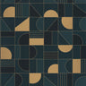 Puzzle Art Deco Wallpaper - Blue + Gold
