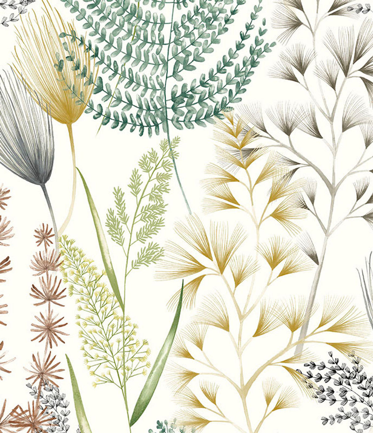 Sample - Summer Ferns Wallpaper - Earth Organic