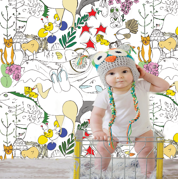 Jacinda - Colour - Custom Sized Wallpaper Mural (per m2)