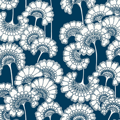 Japanese Floral Wallpaper - Florence Broadhurst - True Blue