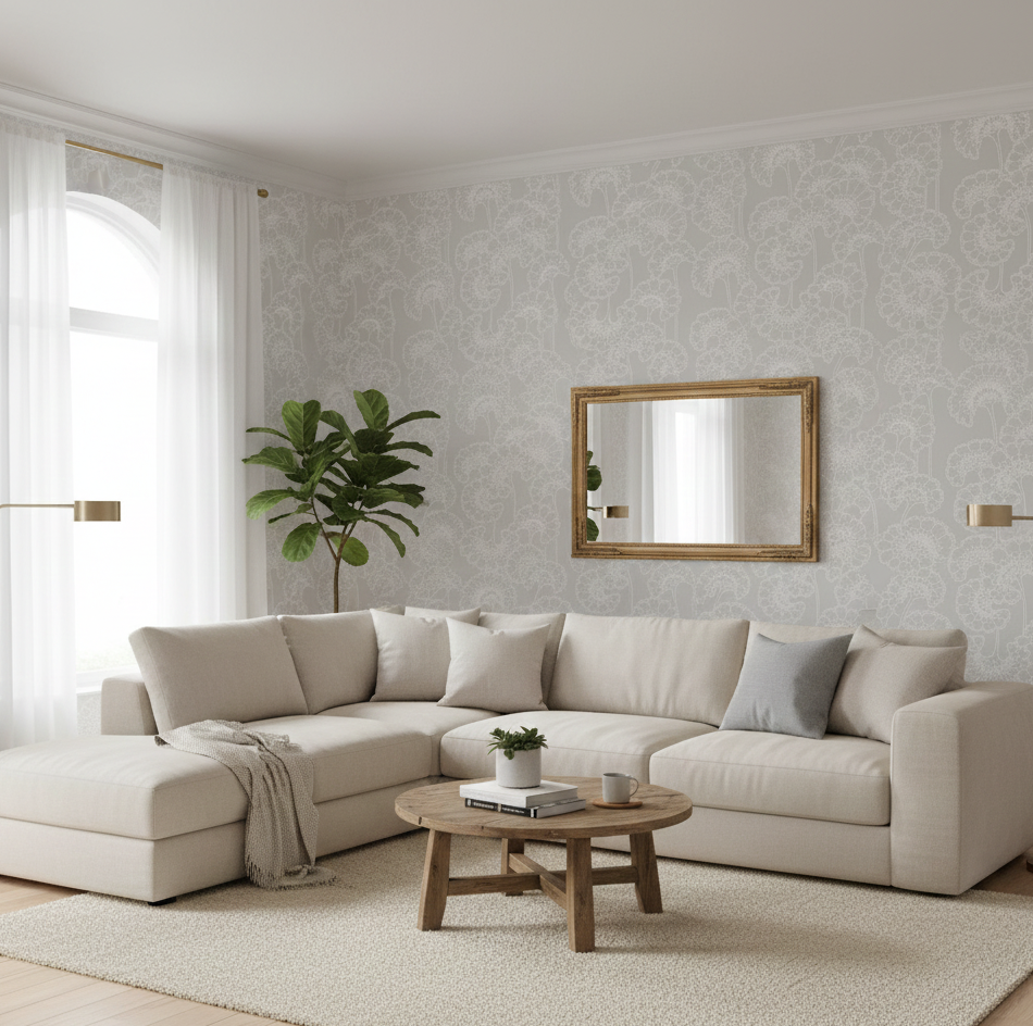 Japanese Floral Wallpaper - Florence Broadhurst - Brume